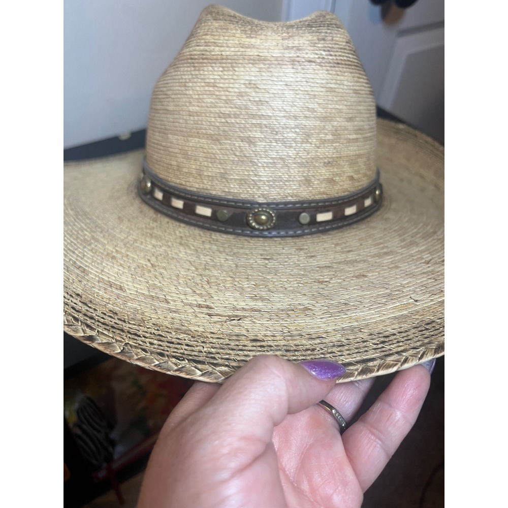Alamo Hats Hearne Palm Idaho Crown Tan Straw Cowboy Hat 7 1/2 D28740-7.5 - Picture 6 of 6